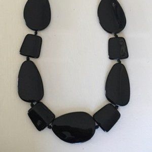 Chunky Black Plastic Resin Costume Necklace